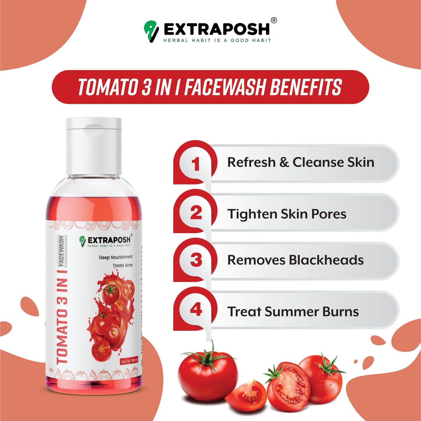 HEALTHY AND GLOWING SKIN TOMATO 3 IN 1 FACE WASH