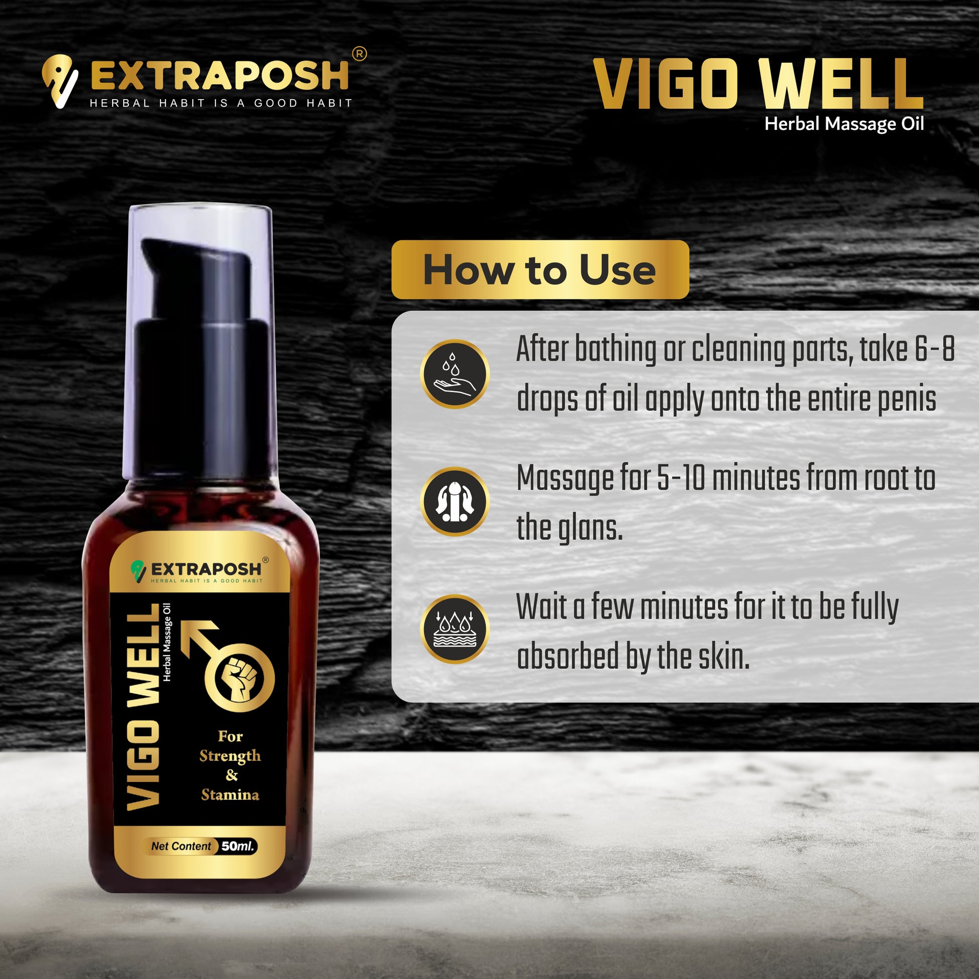 Vigo Well Oil is beneficial for improving stamina and increasing size.