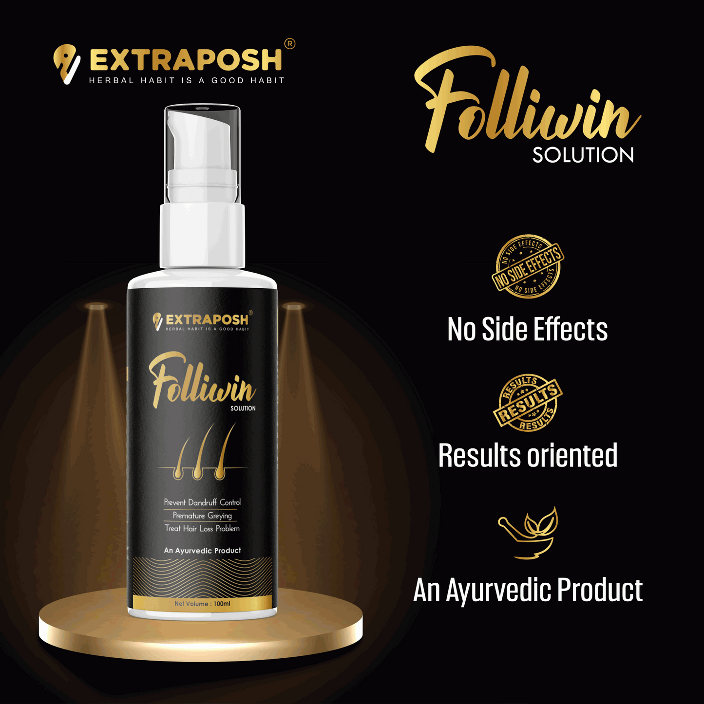 Extraposh Folliwin Hair Solution is An Ayurvedic Product with No Side Effects Results Oriented
