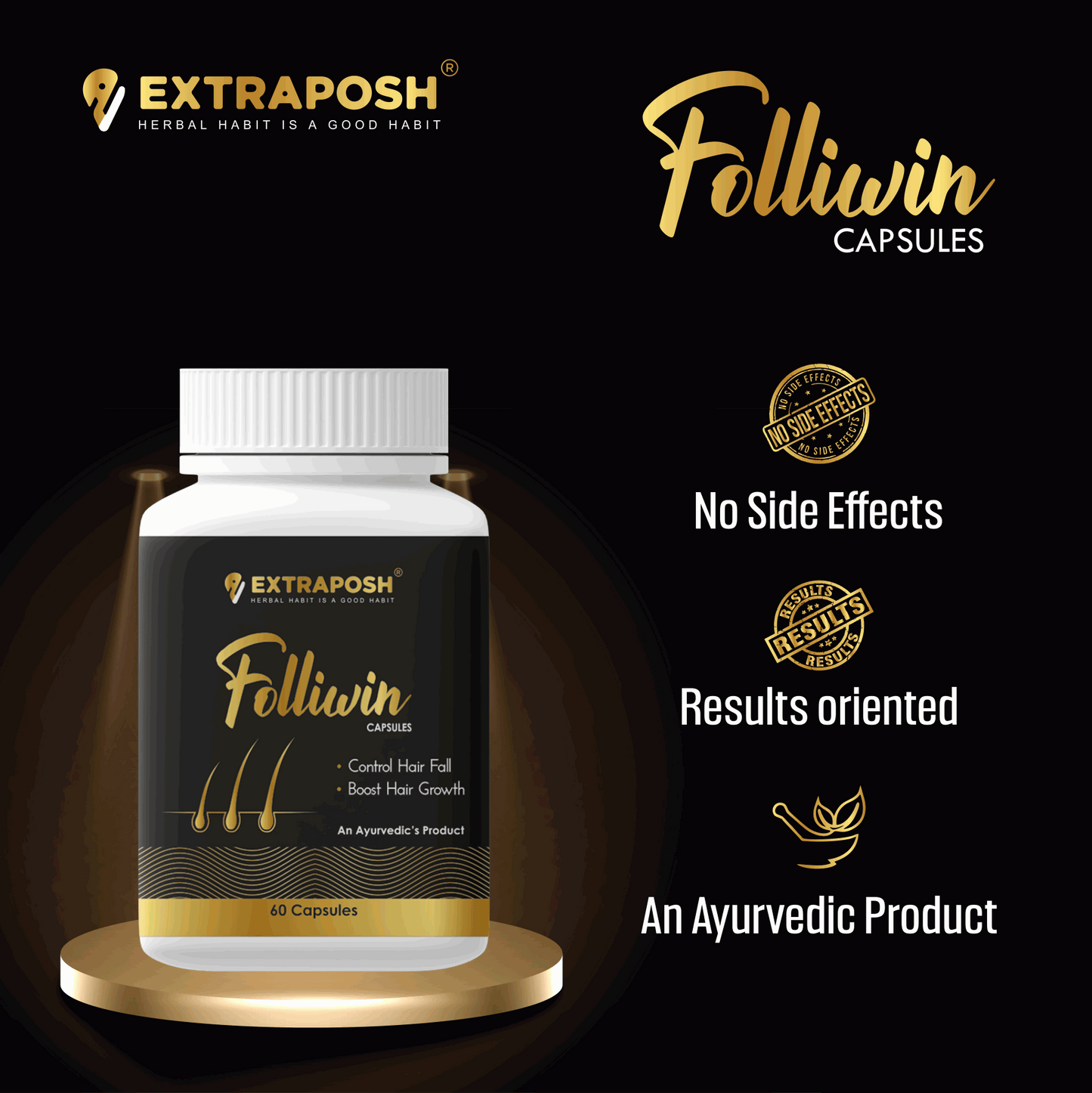 Folliwin hair capsules are result oriented ayurvedic capsules having no any side effects on human body