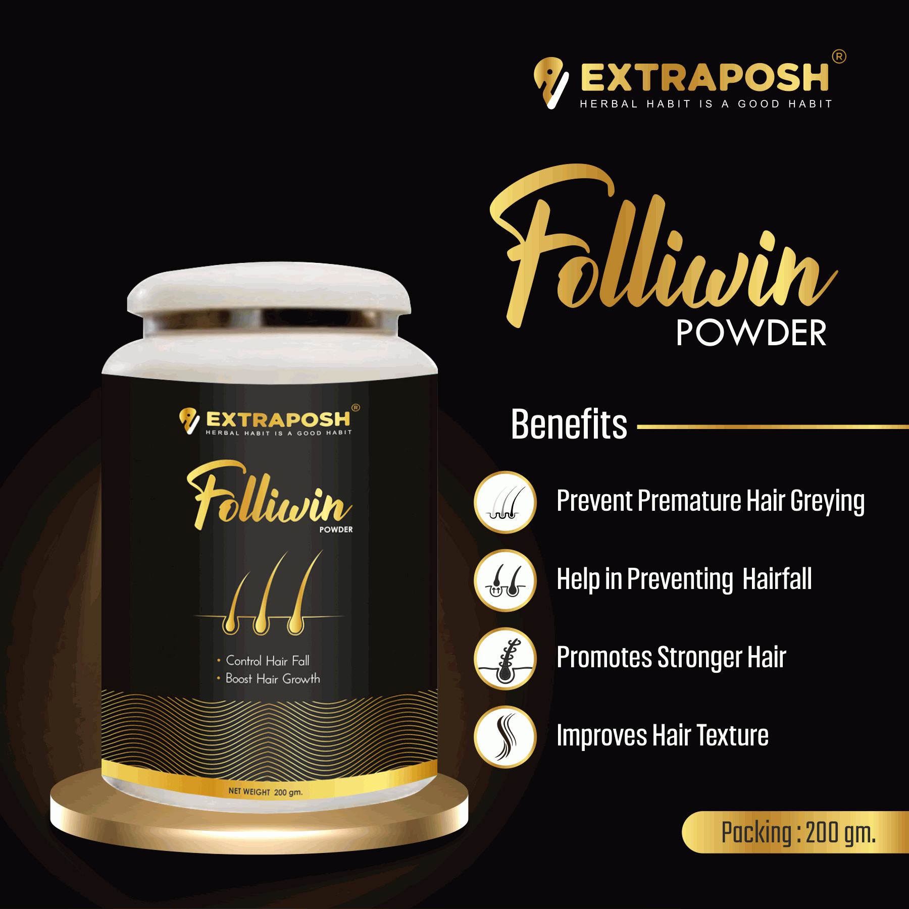 Folliwin Hair Growth Powder Prevent Premature Hair Greying Promotes Stronger Hair Improves Hair Texture