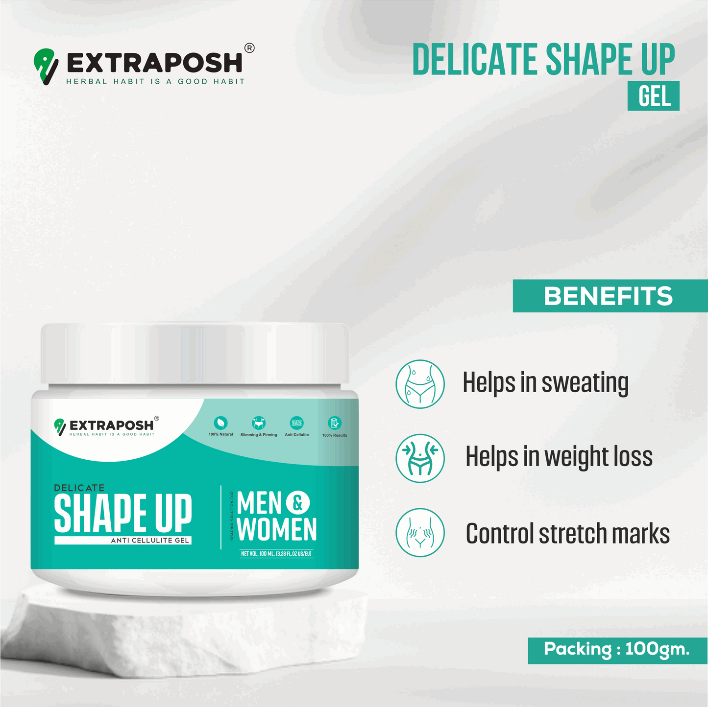 shape up waist & tummy trim gel for men & women helps in sweating and control stretch marks
