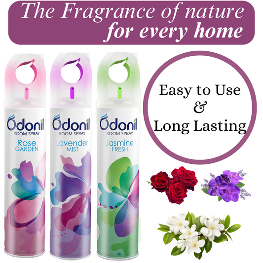 Odonil Special Room Freshner (Rose+Jasmine+Lavender) Combo Spray (3 X 150 Ml) - 450ML