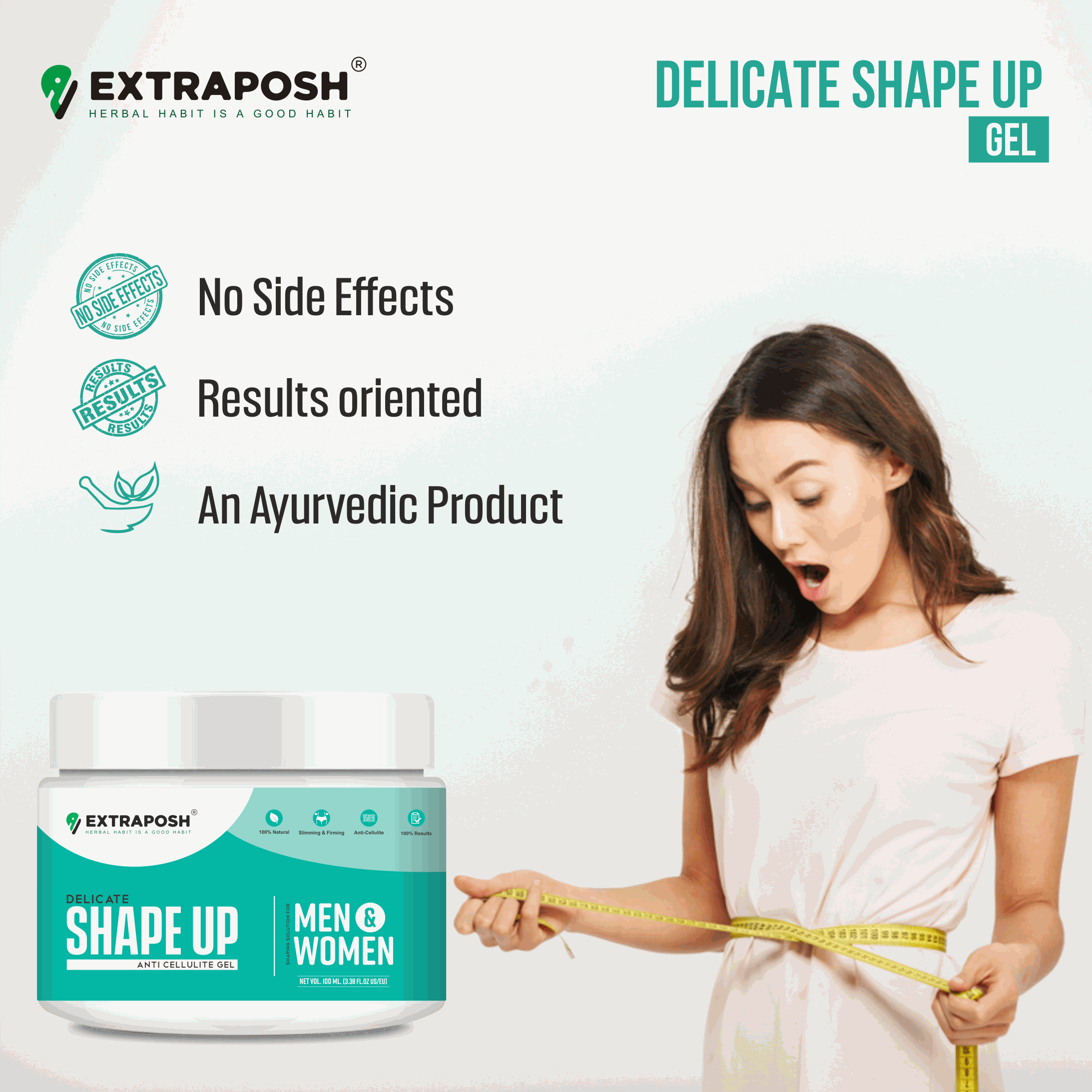 BODY FAT BURNING AND SLIMMING DELICATE SHAPE UP CREAM GEL AN AYURVEDIC PRODUCT RESULT ORIENTED AND NO SIDE EFFECTS
