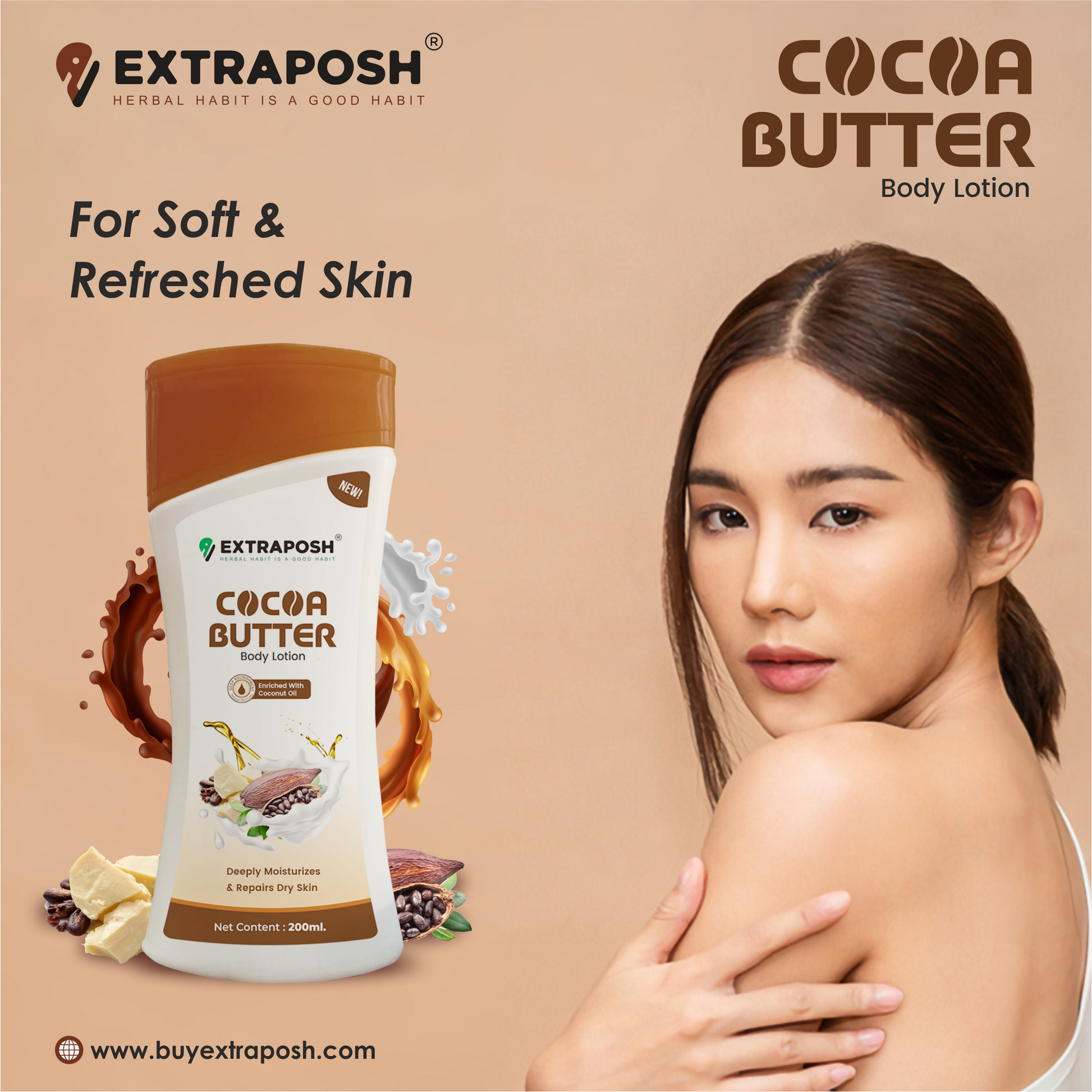 Cocoa Butter Long Lasting Body Lotion/ Daily moisturizer for dry skin